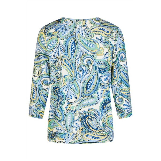 Barbara Lebek blouson shirt 6153 Blauw groen paisley